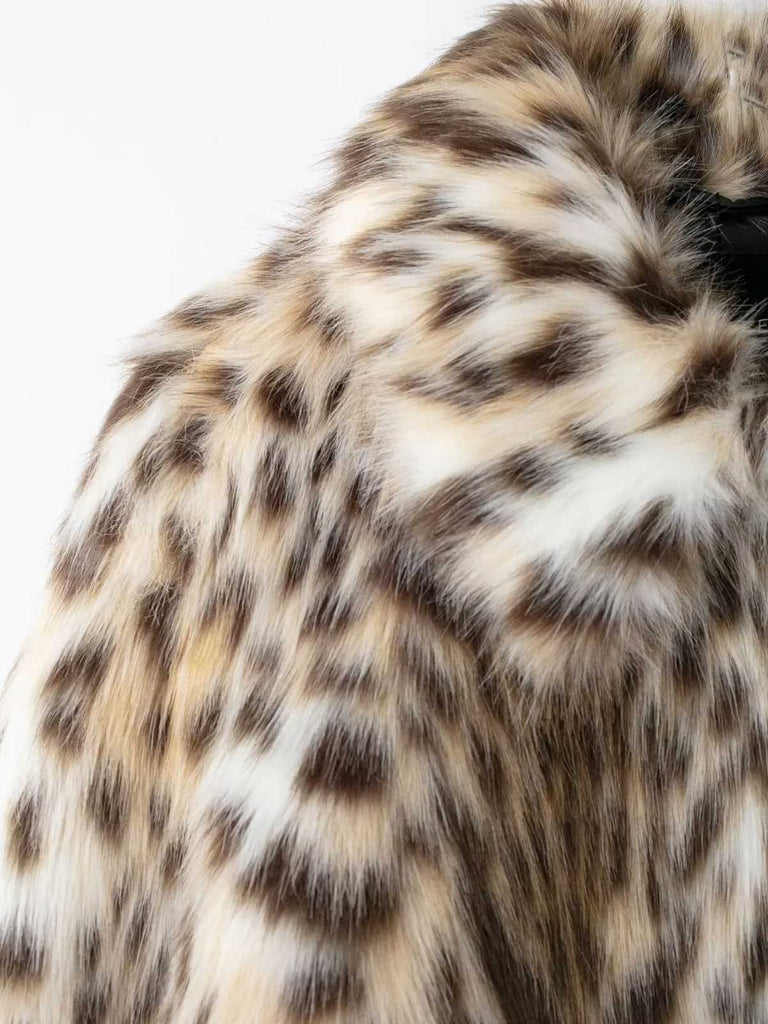 Brown 1980s Leopard Print Faux Fur Coat