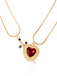 2PCS Vintage Rhinestone Heart-Shaped Ruby & Sword Necklace