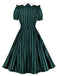 Green 1950s Striped Peter Pan Collar Swing Dress