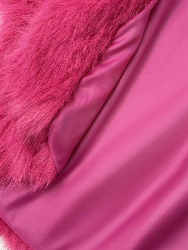 1930s Faux Fur Hooded Lapel Solid Coat