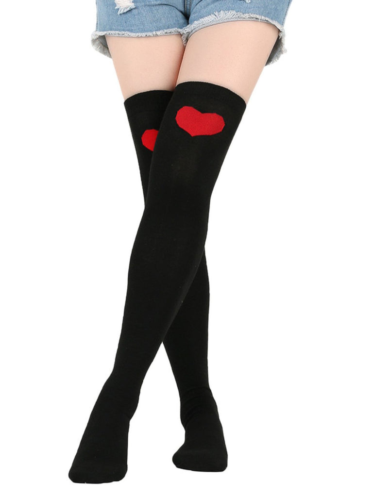 Valentine Heart Lip High-Thigh Socks