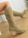 Suede Knee Lace-Up Block Heel Boots
