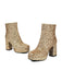 Gold Glitter Platform Ankle Block Heel Boots