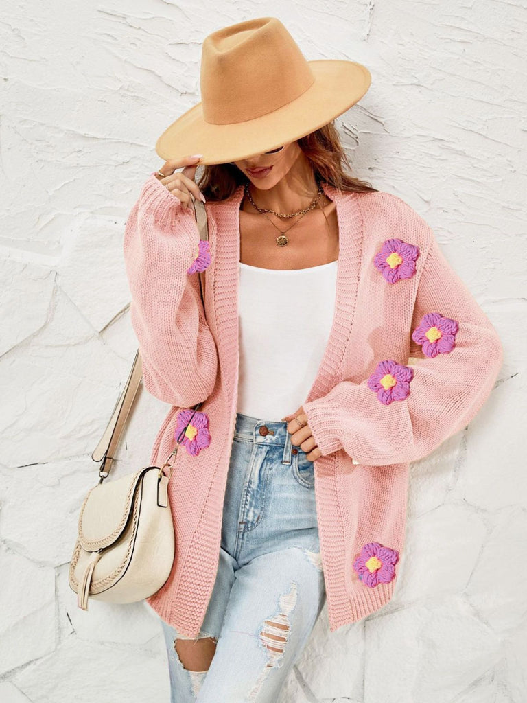 1930s 3D Daisy Long Sleeve Knit Cardigan