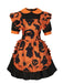 1950s Halloween Pumpkin Ghost Ruffled Dress