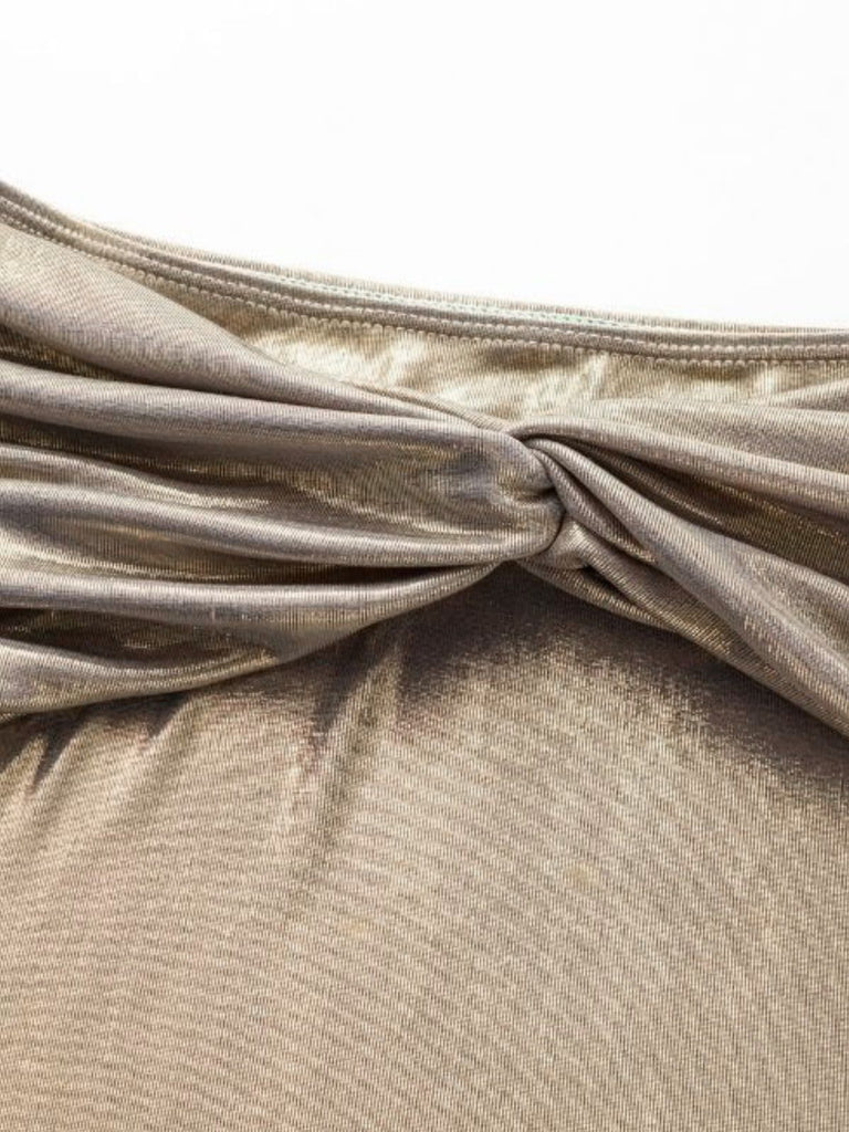 5PCS Gold 1980s Bejeweled Metallic Egyptian-Inspired Bikini Set