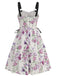 1950s Strap Floral Butterflies Lace-Up Corset Dress