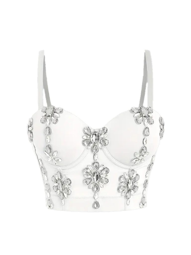 1970s Slip Crystal Cropped Bustier Top
