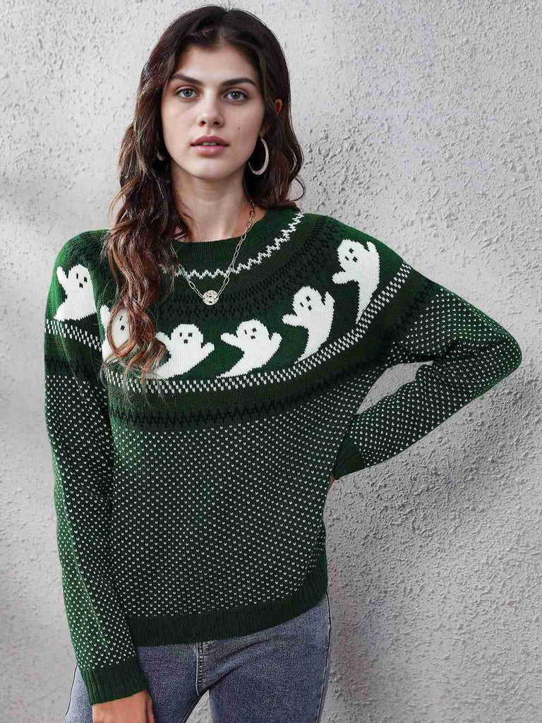1980s Halloween Boo Polka Dot Knitted Sweater