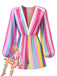 1980s Colorful Striped Sequined V-Neck Romper