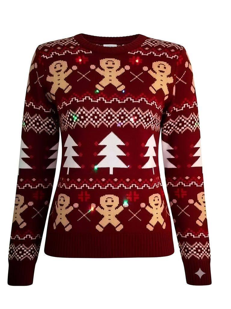 Red 1960s Christmas Tree & Gingerbread Sweater