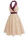 [Pre-Sale] Apricot 1950s Polka Dot Satin Shawl Collar Halter Dress, vintage dress, retro fashion, rockabilly, pin-up fashion - perfect for women who love vintage and retro fashion