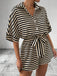 Apricot & Black 1980s Striped One Piece Romper 5
