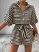 Apricot & Black 1980s Striped One Piece Romper 6