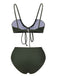 Army Green 1950s Solid Drawstring Halter Bikini, vintage swimsuit, pin-up swimwear - perfect for women who love vintage and retro fashion