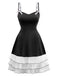 1950s Layered Hem Contrast Bow Strap Dress