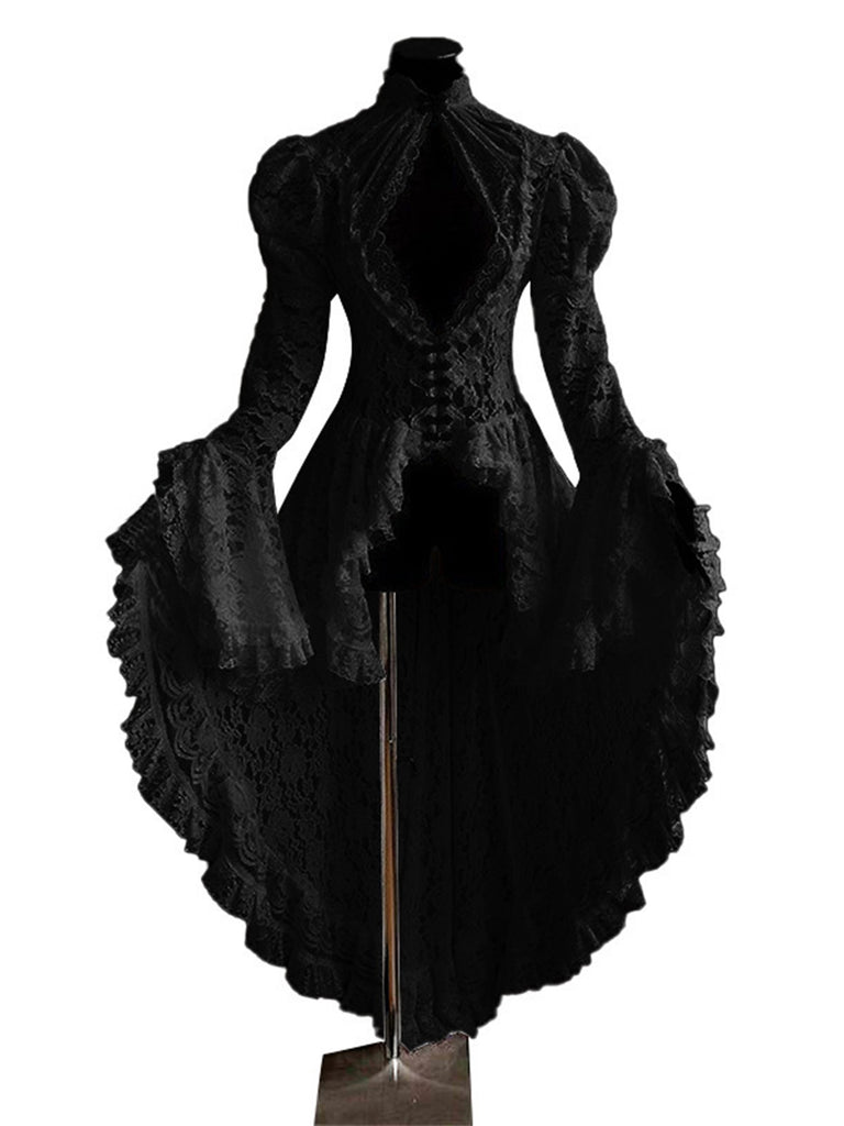 [Pre-Sale] Black 1980s Gigot Sleeve Victorian Lace Dress