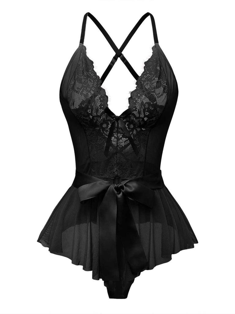 1970s Slip Floral Lace Bow Nightgown
