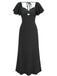 1930s Heart Neck Ruffled Sleeve Satin Dress