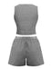 2PCS 1950s Plaid V-Neck Bind Vest & Shorts