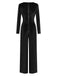 1970s Velvet Deep V-Neck Long Sleeve Jumpsuit