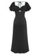 1930s Heart Neck Ruffled Sleeve Satin Dress
