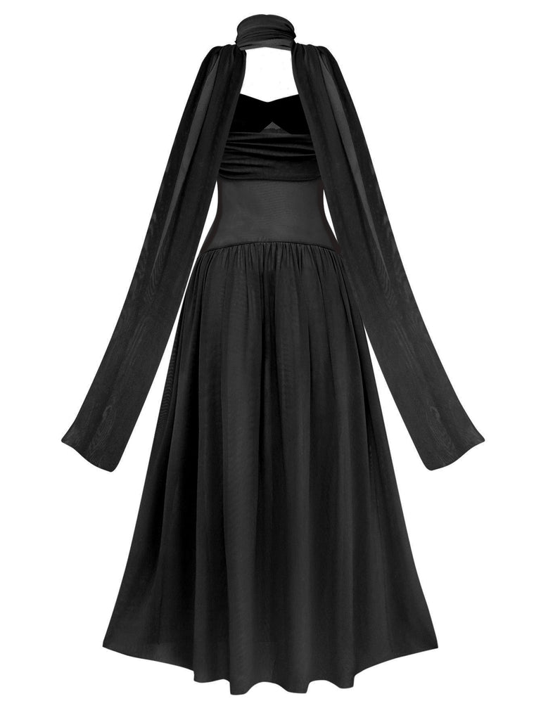 1950s Strapless Halter Neck Dress