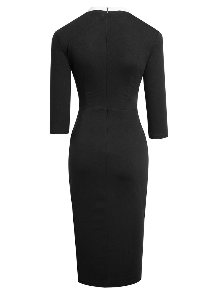 1960s Contrast Trim Bodycon Dress