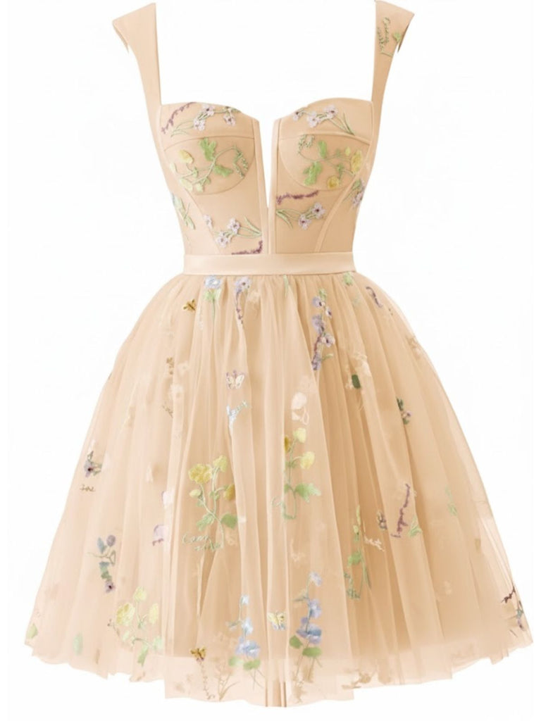 1970s Embroidered Floral Lace Mini Dress