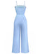 1970s Wave-Trim Spaghetti Strap Wide Leg Jumpsuit
