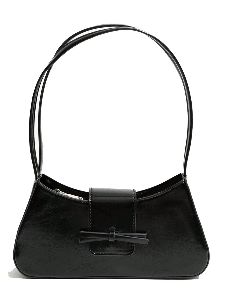 Vintage Leather Bow Baguette Bag