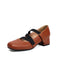 Ballet-Inspired Bungee Leather Chunky Heel Shoes - vintage shoes, retro heels, elegant red