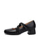 Ballet-Inspired Bungee Leather Chunky Heel Shoes - vintage shoes, retro heels, elegant red