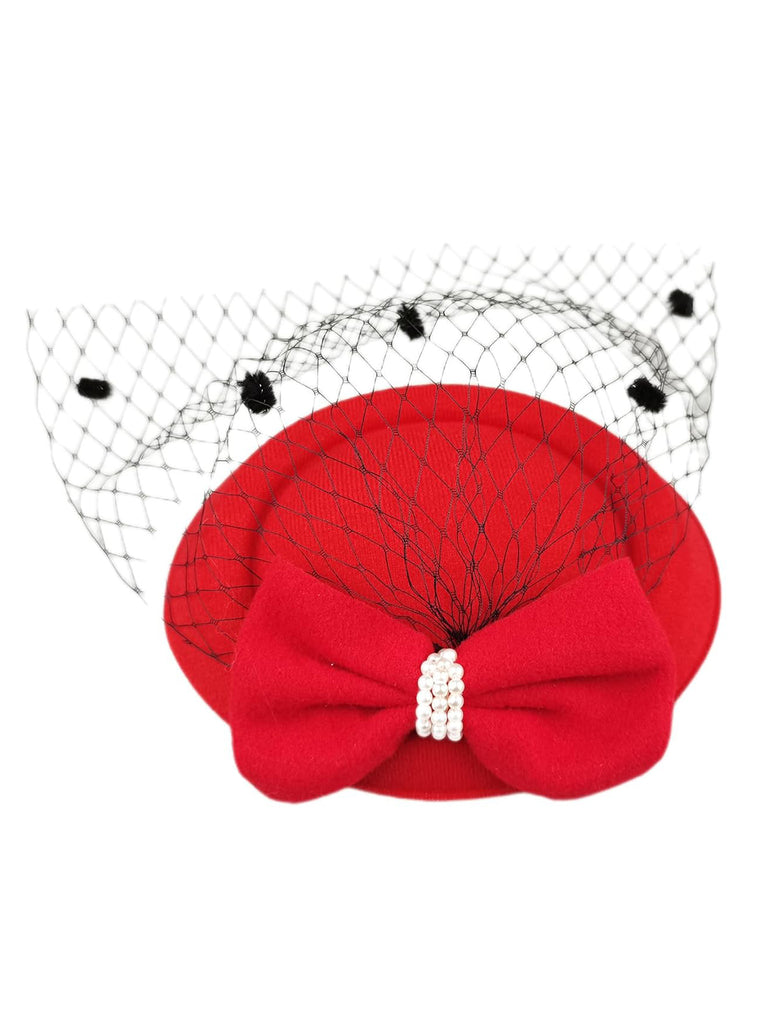 Beading Flannelette Hat With Veil - vintage fashion, retro style