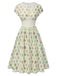 Beige 1940s Floral Lace Collar Cap Sleeve Dress: where 1940s romance meets her modern spirit