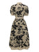 Beige 1940s Shirt-Collar Buttons Floral Printed Dress, vintage dress, retro fashion, floral print - perfect for women who love vintage and retro fashion