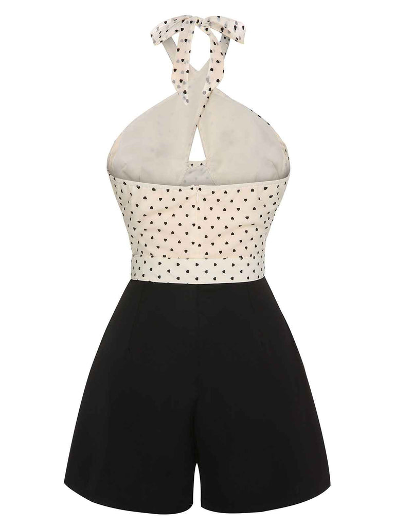Beige 1950s 3D Heart Halter Patchwork Romper — 1950s vintage charm for her modern wardrobe