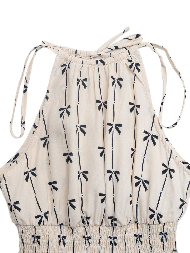 Apricot 1950s Print Halter Sleeveless Romper 7