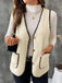 Beige 1950s Faux-Wool Binding Pocket Vest - vintage fashion, retro style