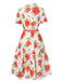 Beige 1950s Roses Lapel Dress With Belt, vintage dress, retro fashion, rockabilly, pin-up fashion - perfect for women who love vintage and retro fashion