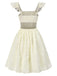 Beige 1950s Strap Square Neck Backless Dress: where 1950s romance meets her modern spirit