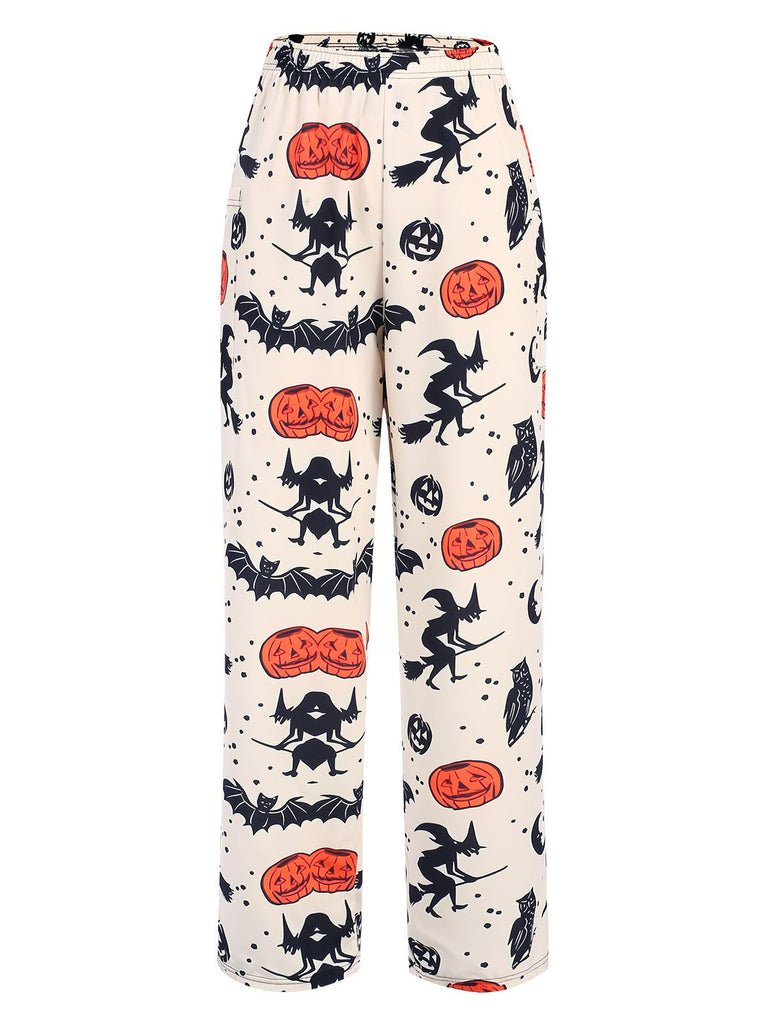 Beige 1960s Halloween Pumpkin Pocket Pants, vintage fashion, retro style - perfect for women who love vintage and retro fashion