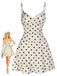 White 1960s Polka Dot V Neck Dress