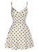 White 1960s Polka Dot V Neck Dress 9