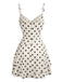 White 1960s Polka Dot V Neck Dress 8
