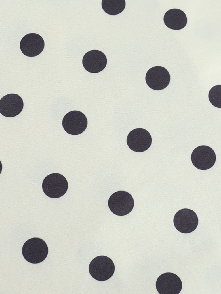 White 1960s Polka Dot V Neck Dress 7
