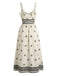 Beige 1970s Bohemian Wide-Strap Ruched Dress - vintage dress, retro fashion for vintage lovers