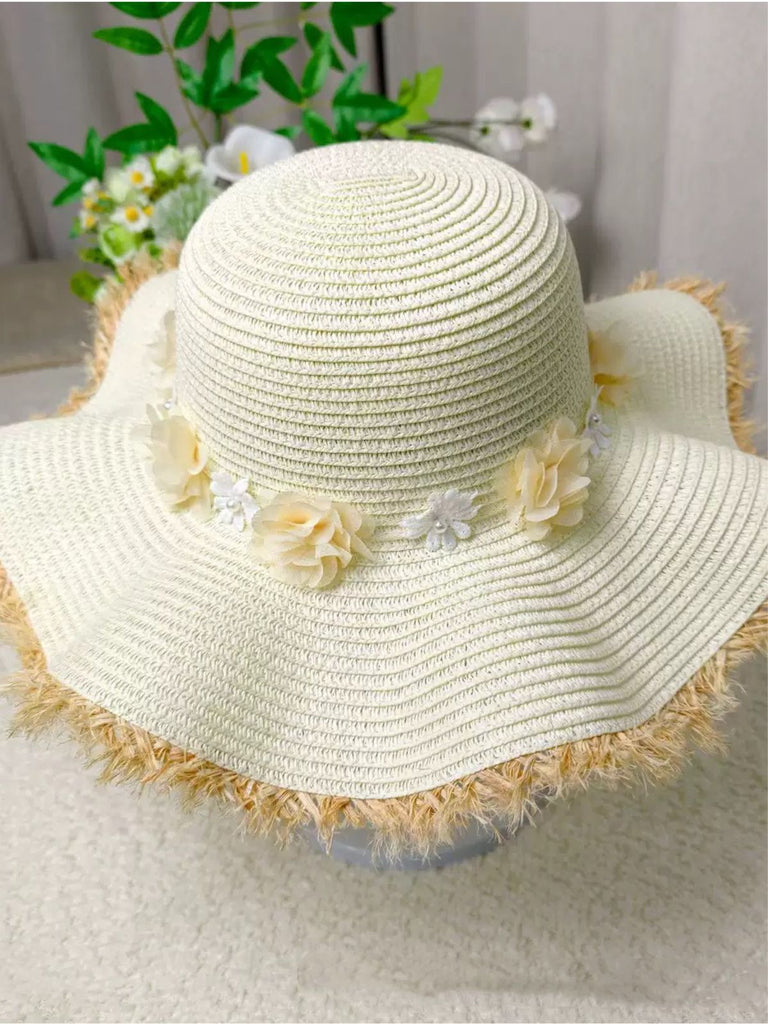 Beige Vintage Woven Straw Sun Hat, vintage fashion, retro style - perfect for women who love vintage and retro fashion