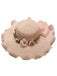 Beige straw hat with floral decorations on a white background