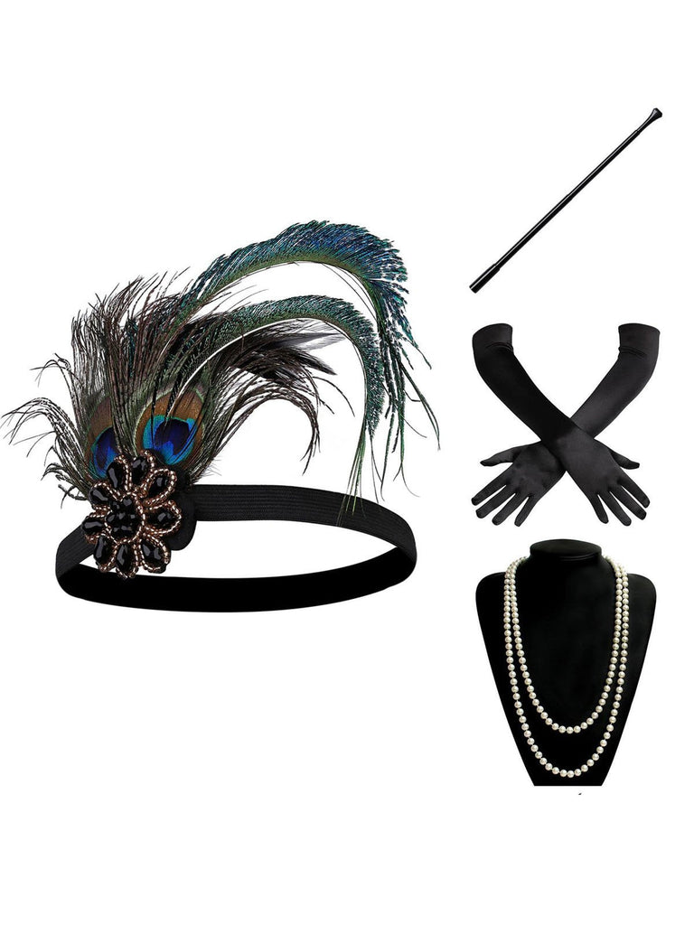 Black 1920s Flapper Costume Set - vintage fashion, retro style, classic black